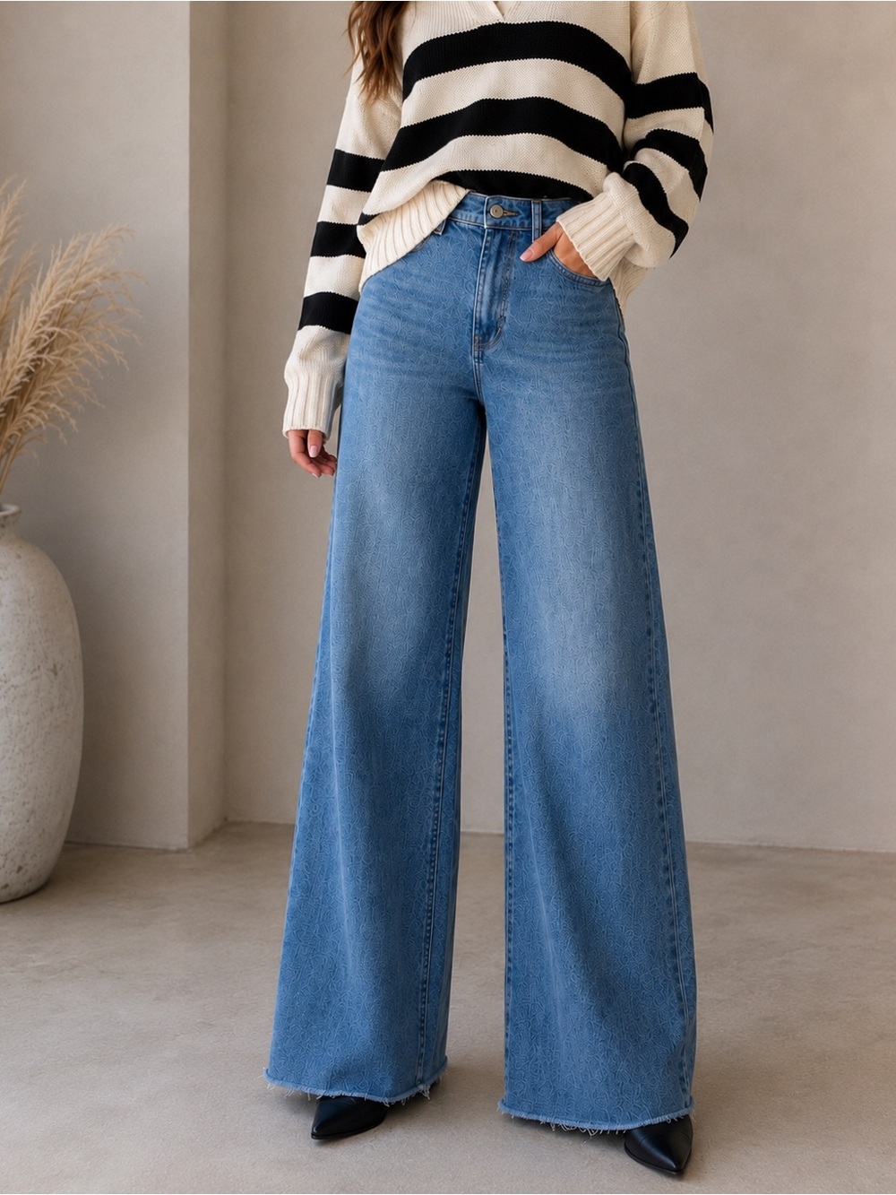 GAP High Rise Stride Ankle Jeans 27/4R Wide Leg Raw Hem Blue Denim NWT